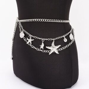 Gold or Silver Marine Life Metal Chain Statement Belt